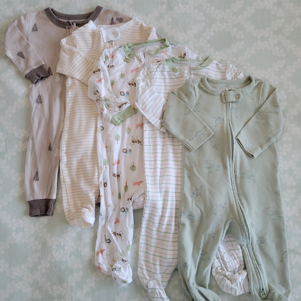 Carter's Green and White Baby Pajamas